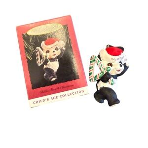 Hallmark Ornament Vintage Baby's 4th Christmas Teddy Bear Years Panda Bear